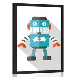 Plakat modri robot na belem ozadju - 40x60 no frame
