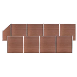 Set WPC ograda 8 kvadratnih + 1 kosa 1484 x 186 cm smeđi