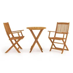 3-dijelni sklopivi bistro set od masivnog bagremovog drva