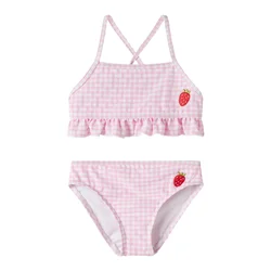 NAME IT Bikini NMFZammer  roza / rdeča / bela