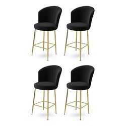 Hanah Home Set barskih stolica Fora, 4 komada, Crno-zlatni