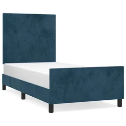 Vidaxl Posteljni okvir brez vzmetnice temno moder 90x190 cm žamet