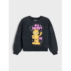 Sinsay - Crewneck duks sa efektom pranja i printom Garfield - crno
