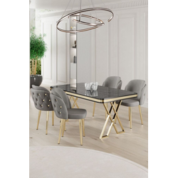 Hanah Home Set Trpezarijski sto i 4 stolice Rigel, Sivo-beli