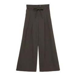 VERO MODA Hlače z naborki VMBestie temno rjava