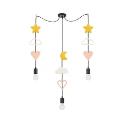 Dečiji luster na sajli TRIO 3xE27/20W/230V žuta/bela/ružičasta