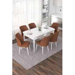 Hanah Home Set Trpezarijski sto i 6 stolica Nef, Terakota