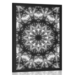Plakat Mandala z zanimivimi elementi v ozadju v črnobeli varianti - 40x60 white