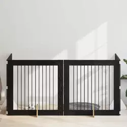 Vrata za pse s postoljem 4 pcs Crni hrast 100 x 100 cm