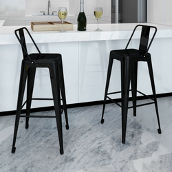 VIDAXL kvadratni barski stolček (2 kosa), črn