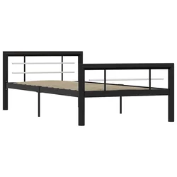 vidaXL Posteljni okvir črn in bel kovinski 90x200 cm