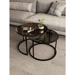 Hanah Home Milas set klub stolova, crna / dimljeno staklo