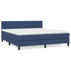 Vidaxl Box spring postelja z vzmetnico modra 160x200 cm blago