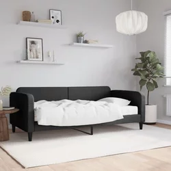 shumee Dnevna postelja z vzmetnico črna 90x200 cm blago