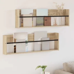 Polica za časopise Zidne 2 pcs Sonoma hrast 100 x 12 x 30 cm
