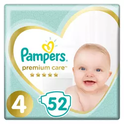 Pampers pelene Premium Care veličina 4 (9-14 kg) 52 kom + GRATIS Pampers vlažne maramice Aqua Pure 48 kom