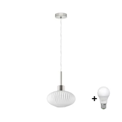 LED luster na sajli HARMA 1xE27/60W/230V O 25 cm mat hrom/bela