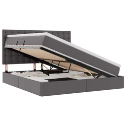 Krevet s prostorom za pohranu s LED-om Siva 160 x 200 cm