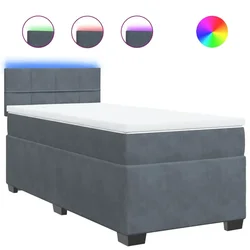 Vidaxl Box spring postelja z vzmetnico temno siva 80x200 cm žamet