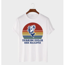 MAFIMI Muška majica Svakom svoja riba najlepša, Bela