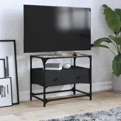 TV ormarić sa staklenom površinom crni 60 x 35 x 51 cm drveni