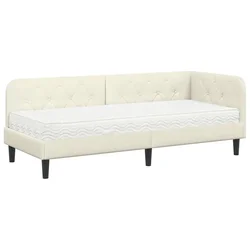 Vidaxl Kotna postelja krema 80 x 200 cm Žamet