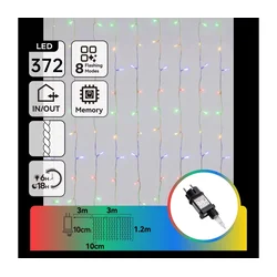 Aigostar - LED spoljni božićni niz 372xLED/8 funkcija 6x1,2m IP44 višebojno