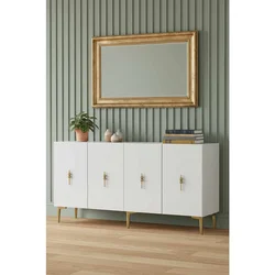 Hanah Home komoda Ayshe 150, 150 cm, bela / zlatna