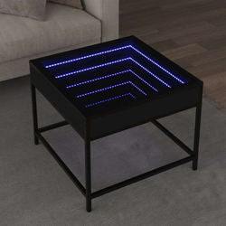 Stolić za kavu s beskonačnim LED svjetlima crni 50x50x41 cm