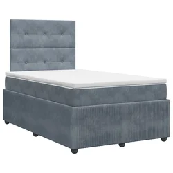 vidaXL Postelja boxspring z vzmetnico Temno siva 120 x 190 cm Žamet