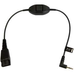 JABRA QD Cord to 2,5mm pin plug, straight, 0,3 meters, with call answering at cord, e.g. for Philips, Ericsson