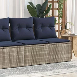 2-dijelni set vrtnih sofa poliratan i bagrem s jastucima sivi