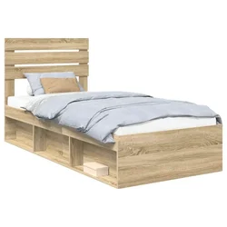 Vidaxl Konstrukcija postelje z vzglavjem Sonoma hrast 75 x 190 cm
