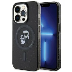 LICENSED KARL LAGERFELD Maska za iPhone 15 Pro MAGSAFE IML KC GLITTER/ crna
