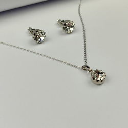 Alp Crystal Set ogrlica i minđuše SSS3939FRP, Srebrne boje