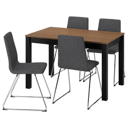 ALHULT / LILLANÄS Sto i 4 stolice, crno/smeđe/Gunnared tamnosiva hromirano, 120/170x80 cm