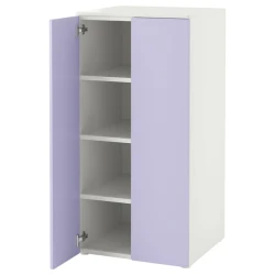 SMASTAD / PLATSA Garderober, bela lila/s 3 police, 60x57x123 cm