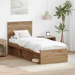 Vidaxl Konstrukcija postelje Oreh 75 x 190 cm Masivno borovo les