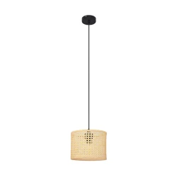 Luster na sajli ALBA 1x E27/15W/230V, prečnik 20 cm, ratan/crna