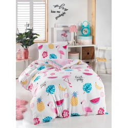 Hanah home Set Single posteljine Kokteyl, 140x200cm, Roze