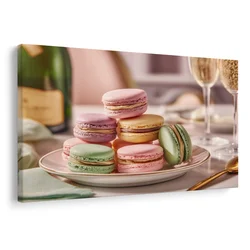 Slika pastelne makrone na krožniku - 30x20