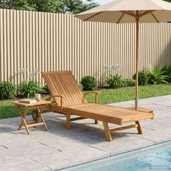 Suncobran s stolom 2 pcs Smeđa 40 x 40 x 40 cm Čvrsto teak drvo