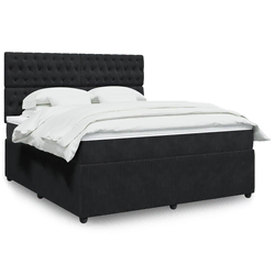 vidaXL Box spring postelja z vzmetnico črna 180x200 cm žamet