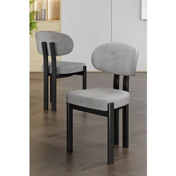 Hanah Home set trpezarijskih stolica Dore 4 kom, siva tkanina Babyface, crne metalne noge