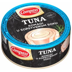 TUNA KOMADI U SOPSTVENOM SOKU COMPASS 160G