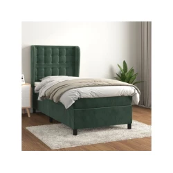 Den Box spring postelja z vzmetnico temno zelena 80x200 cm žamet