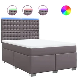 Vidaxl Box spring postelja z vzmetnico siva 140x200 cm umetno usnje