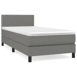 Vidaxl Box spring postelja z vzmetnico temno siva 80x200 cm blago