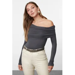 Trendyol Milla Ženska bluza Twoaw25Bz00262, Antracit