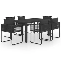 7-dijelni vrtni blagovaonski set od PVC ratana crni